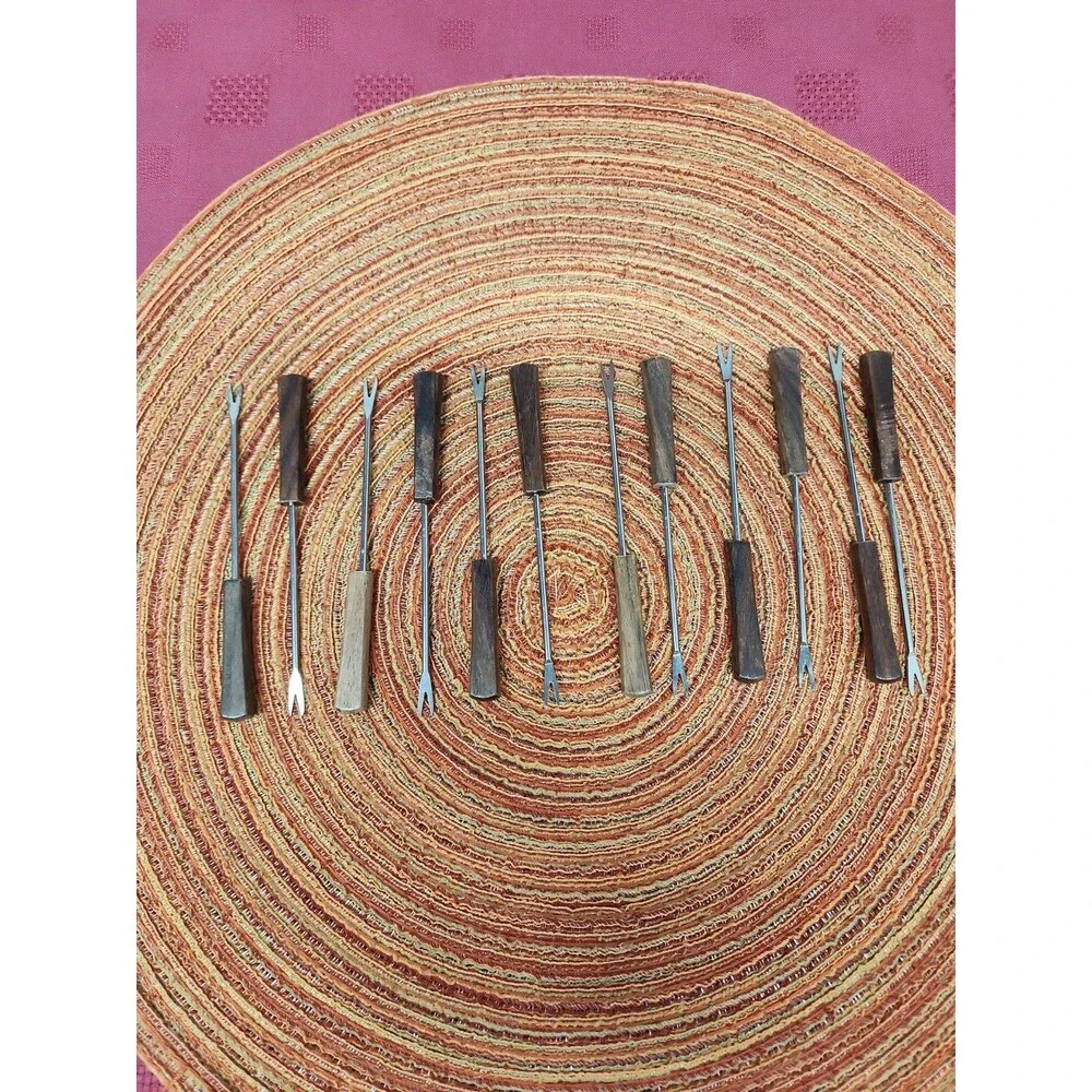 MCM Teak Handled Stainless Steel Cocktail Picks Set Of 12 Perfect For Martinis